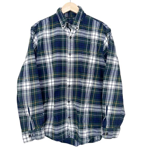 Lands End Green Plaid Flannel Button Down Sz M - Picture 1 of 4